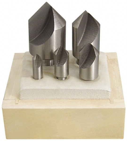 Keo - 5 Piece, 1/4 to 1" Head Diam, 60° Included Angle, Single End Countersink Set - Caliber Tooling