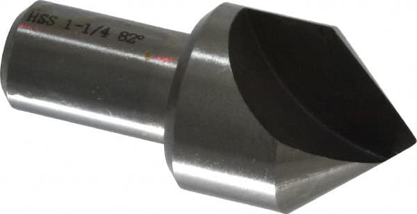 Interstate - 1-1/4" Head Diam, 3/4" Shank Diam, 1 Flute 82° High Speed Steel Countersink - Caliber Tooling