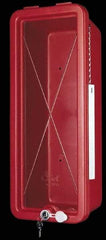 Made in USA - 5 Lb. Capacity, Surface Mount, Crystal Polystyrene Fire Extinguisher Cabinet - 8-1/4 Inch Wide x 19-1/4 Inch High x 6-3/4 Inch Deep, Red - Caliber Tooling