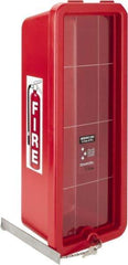 Made in USA - 10 Lb. Capacity, Surface Mount, Crystal Polystyrene Fire Extinguisher Cabinet - 9-1/4 Inch Wide x 23-1/4 Inch High x 7-1/4 Inch Deep, Red - Caliber Tooling