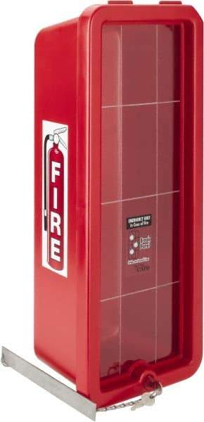 Made in USA - 20 Lb. Capacity, Surface Mount, Crystal Polystyrene Fire Extinguisher Cabinet - 11-1/2 Inch Wide x 28-1/2 Inch High x 9-1/2 Inch Deep, Red - Caliber Tooling