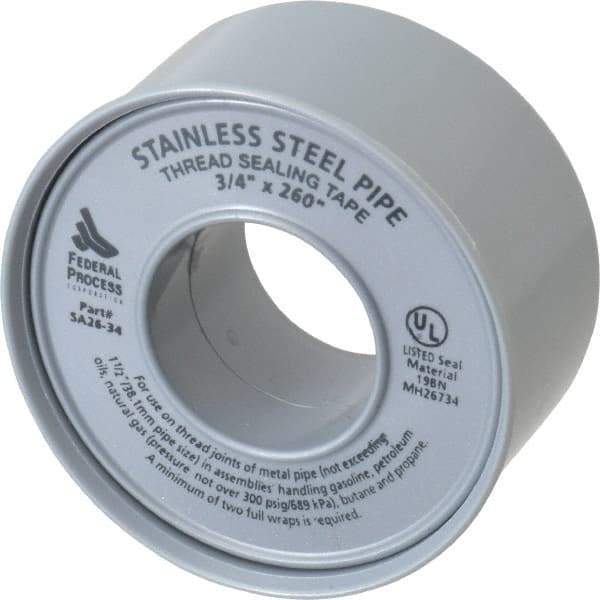 Federal Process - 3/4" Wide x 260" Long High Density Pipe Repair Tape - 4.3 mil Thick, -450 to 550°F, Nickel - Caliber Tooling