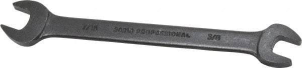 Proto - 3/8" x 7/16" Standard Open End Wrench - 5-7/8" OAL, Double End, Black Finish, 15° Head Angle - Caliber Tooling