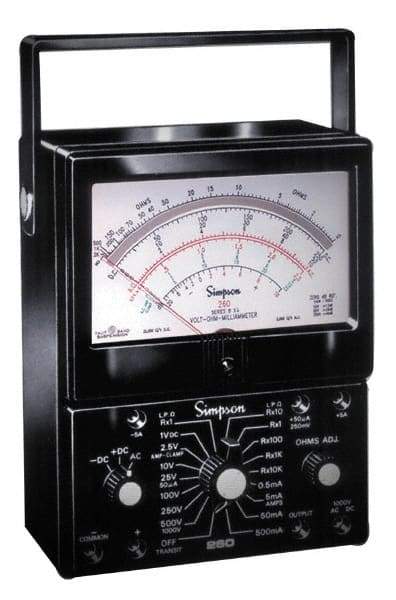 Simpson Electric - 12211, 1,000 VAC/VDC, Analog Manual Ranging Multimeter - 200 Ohm, Measures Voltage, Current, Resistance - Caliber Tooling