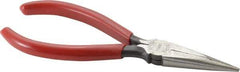 Urrea - 6-5/8" OAL, 1-55/64" Jaw Length x 23/32" Jaw Width, Long Nose Needle Nose Pliers - Serrated Jaw, Chain Nose Head, Rubber Grip Handles - Caliber Tooling