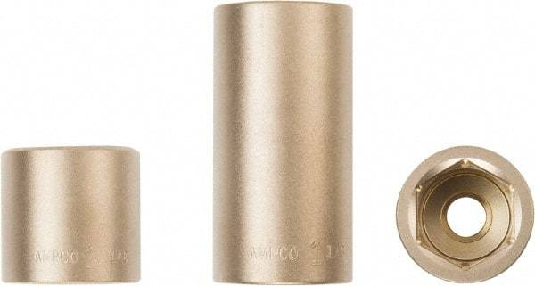 Ampco - 1-1/8", 3/4" Drive, Deep Hand Socket - 6 Points, Aluminum Bronze - Caliber Tooling