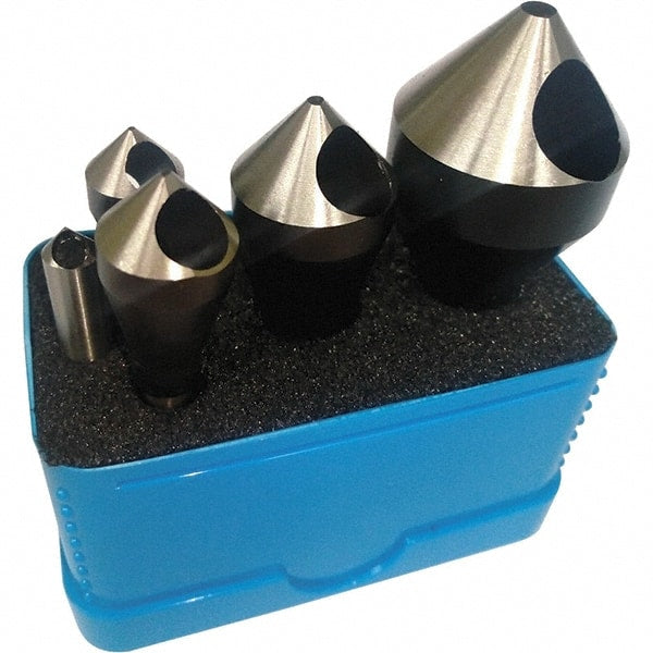 Interstate - 5 Piece, 1/16 to 9/16" Head Diam, 90° Included Angle, Single End Countersink Set - Caliber Tooling