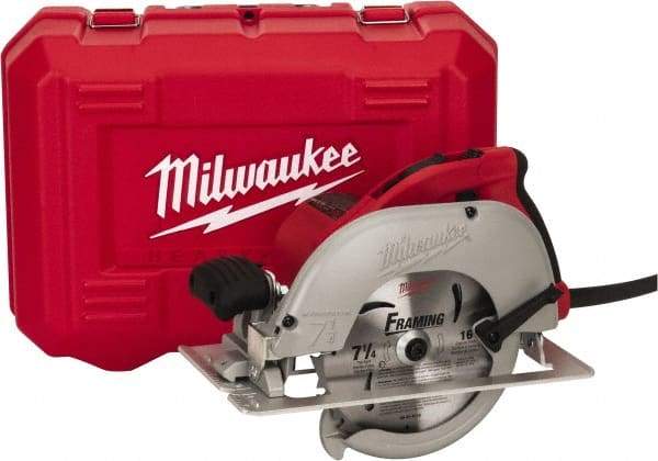 Milwaukee Tool - 15 Amps, 7-1/4" Blade Diam, 5,800 RPM, Electric Circular Saw - 120 Volts, 3.25 hp, 9' Cord Length, 5/8" Arbor Hole, Left Blade - Caliber Tooling