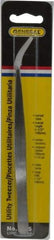 General - 6-1/2" OAL Utility Tweezers - X-LG, Curved Smooth Points - Caliber Tooling