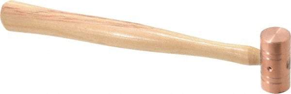 Made in USA - 1/2 Lb Head 3/4" Face Copper Nonmarring Hammer - 10-1/2" OAL, Wood Handle - Caliber Tooling