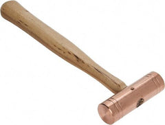 Made in USA - 1-1/2 Lb Head 1-1/4" Face Copper Nonmarring Hammer - 12" OAL, Wood Handle - Caliber Tooling