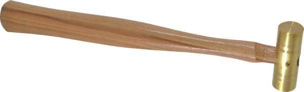 Made in USA - 1/4 Lb Head 3/4" Face Brass Nonmarring Hammer - 10-1/2" OAL, Wood Handle - Caliber Tooling