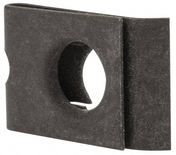 Made in USA - #10-32 Screw, 0.025 to 1/16" Thick, Spring Steel Standard U Nut - 5/16" Center Edge, Black Phosphate Finish - Caliber Tooling