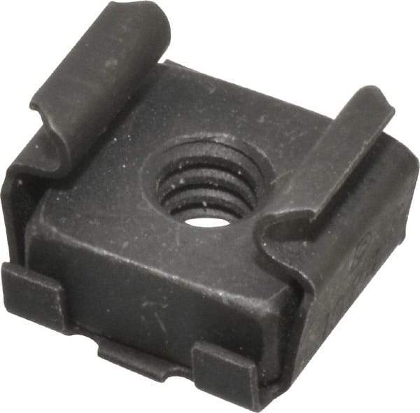 Made in USA - #10-24 Screw, 0.025 to 1/16" Thick, Spring Steel Cage Nut - Black Phosphate Finish - Caliber Tooling