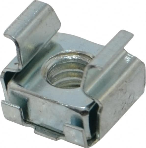 Made in USA - 1/4-20 Screw, 0.093 to 1/8" Thick, Spring Steel Cage Nut - Zinc-Plated Finish - Caliber Tooling