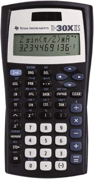 Texas Instruments - LCD Scientific Calculator - 3-3/8 x 6-3/8 Display Size, Black, Battery & Solar Powered, 1.1" Long x 6-1/2" Wide - Caliber Tooling