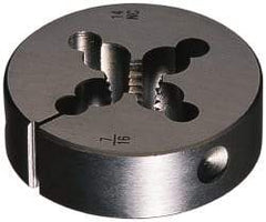 Cle-Line - 5/16-24 UNF Thread, 1-1/2" Outside Diam Carbon Steel Round Die - 2" Thick, Right Hand Thread, Adjustable - Exact Industrial Supply