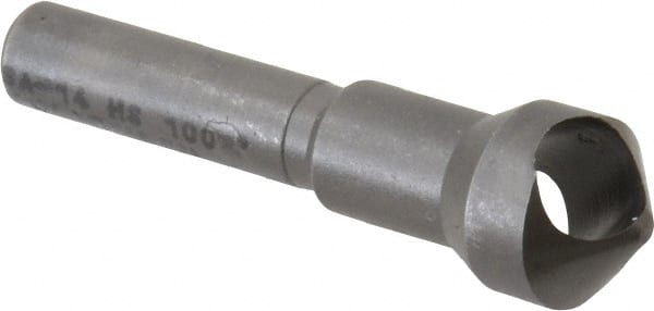 Weldon - 7/16" Head Diam, 1/4" Shank Diam, 100° High Speed Steel Countersink - Caliber Tooling