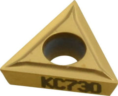 Kennametal - TPMT21.50.5 LF Grade KC730 Carbide Turning Insert - TiN Finish, 60° Triangle, 1/4" Inscr Circle, 3/32" Thick, 0.008" Corner Radius - Caliber Tooling