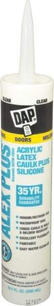 DAP - 10.1 oz Tube Clear Acrylic & Latex Caulk - -30 to 180°F Operating Temp, 30 min Tack Free Dry Time, 24 hr Full Cure Time - Caliber Tooling