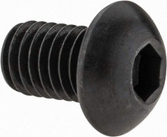 Made in USA - M8x1.25 Metric Coarse Hex Socket Drive, Button Screw - Alloy Steel, Black Oxide Finish, Fully Threaded, 12mm Length Under Head - Caliber Tooling