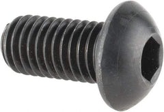 Made in USA - M10x1.50 Metric Coarse Hex Socket Drive, Button Screw - Alloy Steel, Black Oxide Finish, Fully Threaded, 20mm Length Under Head - Caliber Tooling