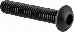 Made in USA - M3x0.50 Metric Coarse Hex Socket Drive, Button Screw - Alloy Steel, Black Oxide Finish, Fully Threaded, 16mm Length Under Head - Caliber Tooling