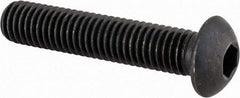 Made in USA - M8x1.25 Metric Coarse Hex Socket Drive, Button Screw - Alloy Steel, Black Oxide Finish, Fully Threaded, 40mm Length Under Head - Caliber Tooling