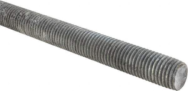 Made in USA - 7/8-9 UNC (Coarse), 2' Long, Low Carbon Steel Threaded Rod - Hot-Dipped Galvanized Finish, Right Hand Thread - Caliber Tooling