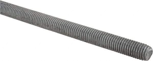 Made in USA - 5/8-11 UNC (Coarse), 6' Long, Low Carbon Steel Threaded Rod - Hot-Dipped Galvanized Finish, Right Hand Thread - Caliber Tooling