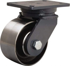 Hamilton - 6" Diam x 3" Wide x 8" OAH Top Plate Mount Swivel Caster - Forged Steel, 3,500 Lb Capacity, Tapered Roller Bearing, 5-1/4 x 7-1/4" Plate - Caliber Tooling