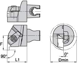 Kennametal - Insert Style NG 2R, 30mm Head Length, Left Hand Cut, Internal Modular Threading Cutting Unit Head - System Size KM3225, 22mm Center to Cutting Edge, Series Top Notch - Caliber Tooling