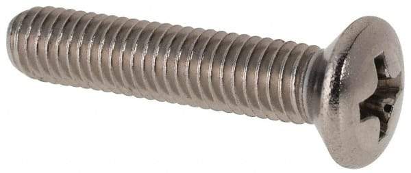 Value Collection - M5x0.80 Metric Coarse, 25mm OAL Phillips Drive Machine Screw - Oval Head, Grade 18-8 & A2 Stainless Steel, Uncoated, Without Washer - Caliber Tooling