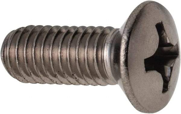 Value Collection - M6x1.00 Metric Coarse, 16mm OAL Phillips Drive Machine Screw - Oval Head, Grade 18-8 & A2 Stainless Steel, Uncoated, Without Washer - Caliber Tooling