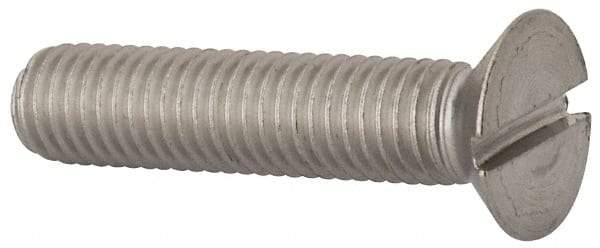 Value Collection - M10x1.50 Metric Coarse, 45mm OAL Slotted Drive Machine Screw - Flat Head, Grade 316 & A4 Stainless Steel, Uncoated, Without Washer - Caliber Tooling