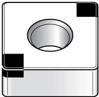 Kennametal - SNGA433 S0425 Grade KB5625 PCBN Turning Insert - TiAlN Finish, 90° Square, 1/2" Inscr Circle, 3/16" Thick, 3/64" Corner Radius - Caliber Tooling