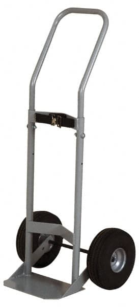 Made in USA - 47" OAH Cylinder Hand Truck - Swept Back Handle, Steel, Full Pneumatic Wheels - Caliber Tooling