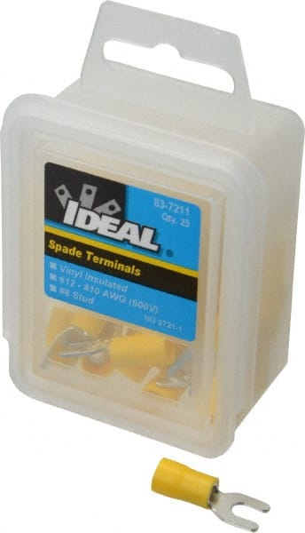 Ideal - #8 Stud, 12 to 10 AWG Compatible, Partially Insulated, Crimp Connection, Standard Fork Terminal - Caliber Tooling