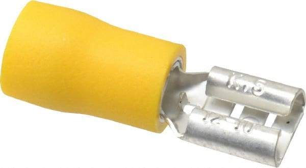 Ideal - 12 to 10 AWG, Vinyl, Fully Insulated, Female Wire Disconnect - 1/4 Inch Wide Tab, Yellow, cUL Listed, RoHS Compliant, UL Listed - Caliber Tooling