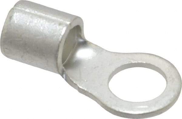 Ideal - 4 AWG Noninsulated Crimp Connection Circular Ring Terminal - 3/8" Stud, 1.319" OAL x 0.65" Wide, Tin Plated Brass Contact - Caliber Tooling