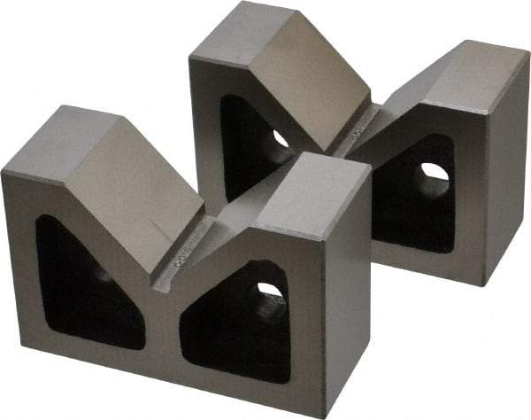 SPI - 2-3/16" Max Capacity, 90° Angle, Cast Iron V-Block - 4" Long x 1-9/16" Wide x 2-9/16" High, Sold as Matched Pair - Caliber Tooling