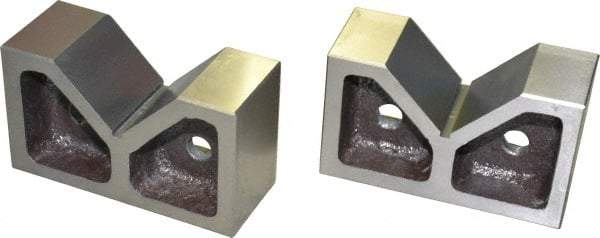 SPI - 3-1/16" Max Capacity, 90° Angle, Cast Iron V-Block - 6" Long x 2-7/16" Wide x 3-1/2" High, Sold as Matched Pair - Caliber Tooling