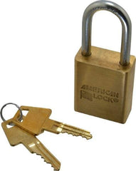 American Lock - 3/4" Shackle Clearance, Keyed Alike Padlock - 1/4" Shackle Diam, Steel - Caliber Tooling