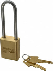 American Lock - 3/4" Shackle Clearance, Keyed Different Padlock - 1/4" Shackle Diam, Steel - Caliber Tooling