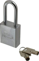 American Lock - 3/4" Shackle Clearance, Keyed Different Tubular Padlock - 5/16" Shackle Diam, Steel - Caliber Tooling