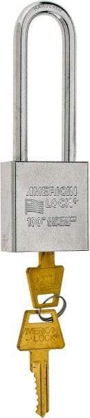 American Lock - 3/4" Shackle Clearance, Keyed Different Tubular Padlock - 3/8" Shackle Diam, Steel - Caliber Tooling