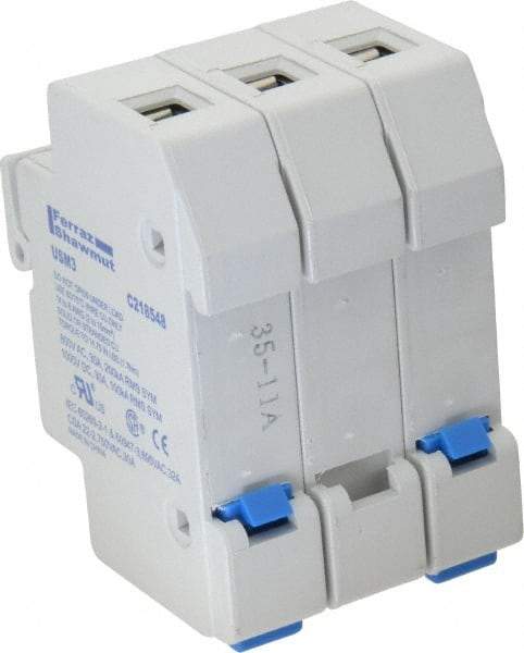 Ferraz Shawmut - 3 Pole, 1000 VDC and 800 VAC, 30 Amp, DIN Rail Mount Fuse Holder - Compatible with CC Class, 1-1/2 Inch Long x 2.07 Inch Wide and 13/32 Inch Diameter Fuse - Caliber Tooling