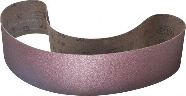 3M - 4" Wide x 54" OAL, 50 Grit, Aluminum Oxide Abrasive Belt - Aluminum Oxide, Coarse, Coated, X Weighted Cloth Backing, Series 341D - Caliber Tooling