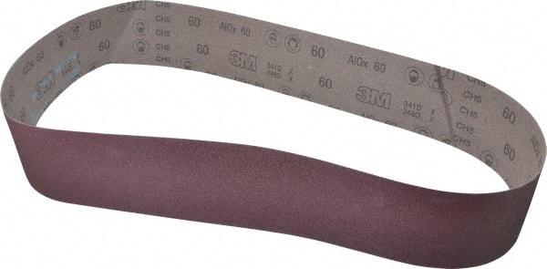 3M - 4" Wide x 60" OAL, 60 Grit, Aluminum Oxide Abrasive Belt - Aluminum Oxide, Medium, Coated, X Weighted Cloth Backing, Series 341D - Caliber Tooling