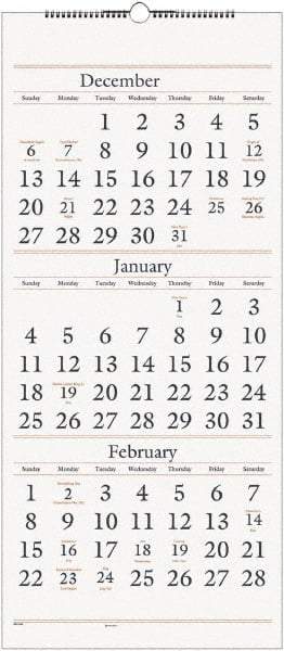 AT-A-GLANCE - 7 Sheet, 12 x 27", Wall Calendar - White - Caliber Tooling